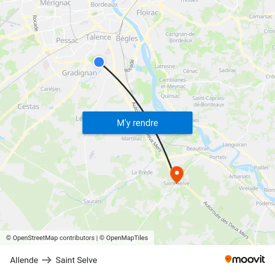 Allende to Saint Selve map