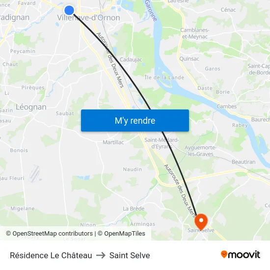 Résidence Le Château to Saint Selve map