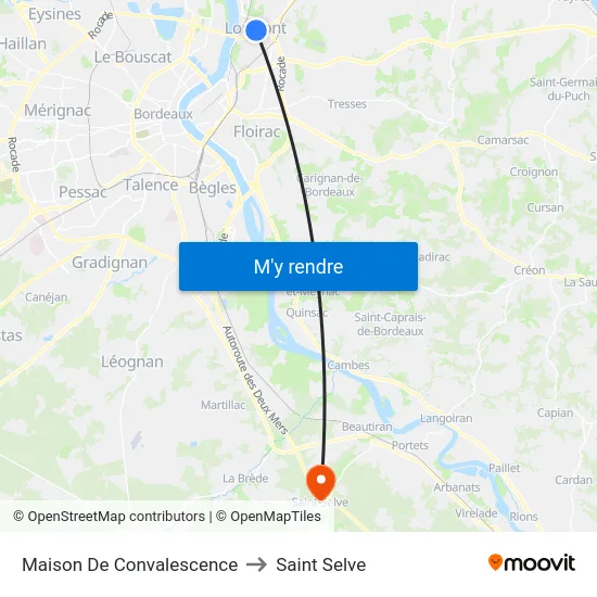 Maison De Convalescence to Saint Selve map