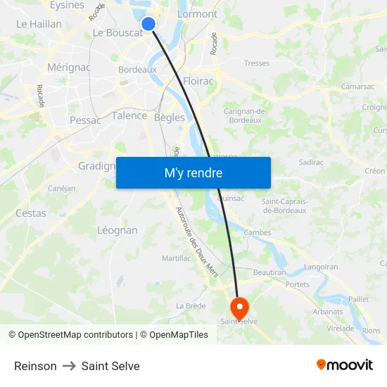 Reinson to Saint Selve map