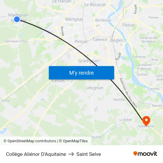 Collège Aliénor D'Aquitaine to Saint Selve map
