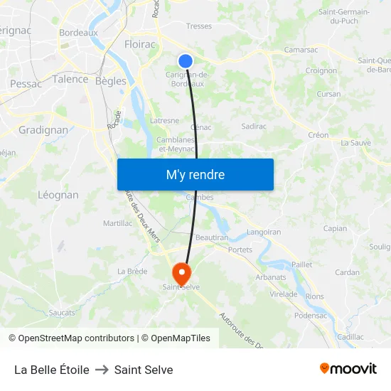 La Belle Étoile to Saint Selve map