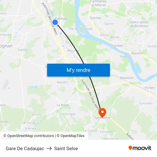 Gare De Cadaujac to Saint Selve map