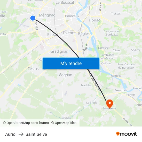 Auriol to Saint Selve map