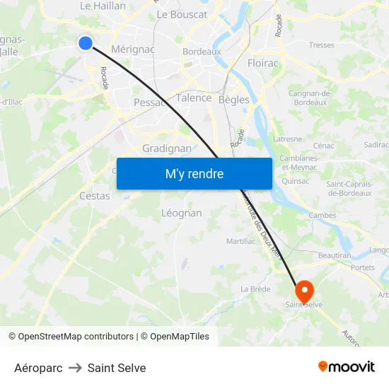 Aéroparc to Saint Selve map