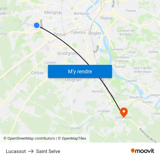 Lucassot to Saint Selve map