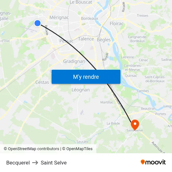 Becquerel to Saint Selve map