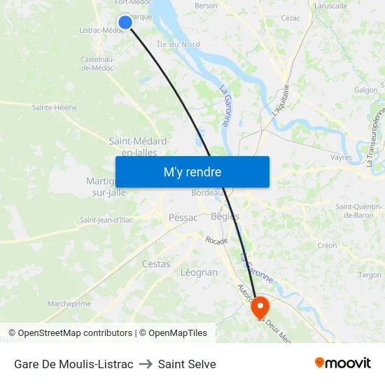 Gare De Moulis-Listrac to Saint Selve map