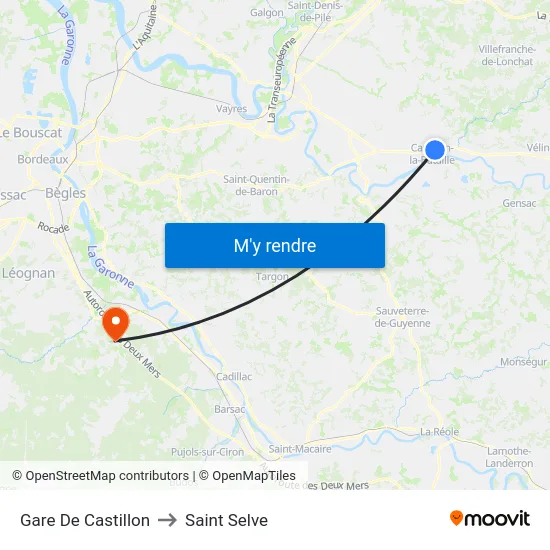 Gare De Castillon to Saint Selve map