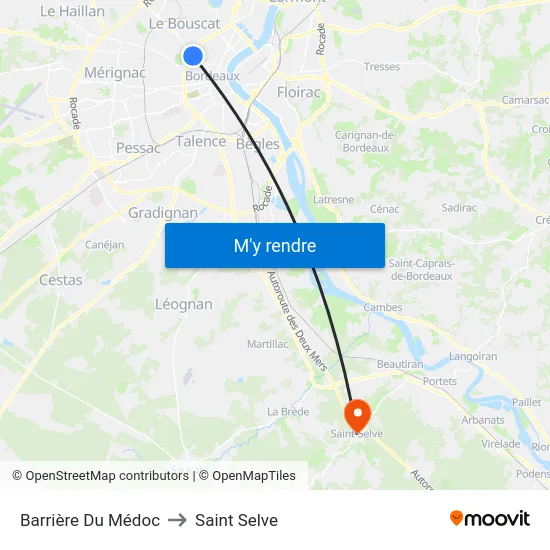 Barrière Du Médoc to Saint Selve map