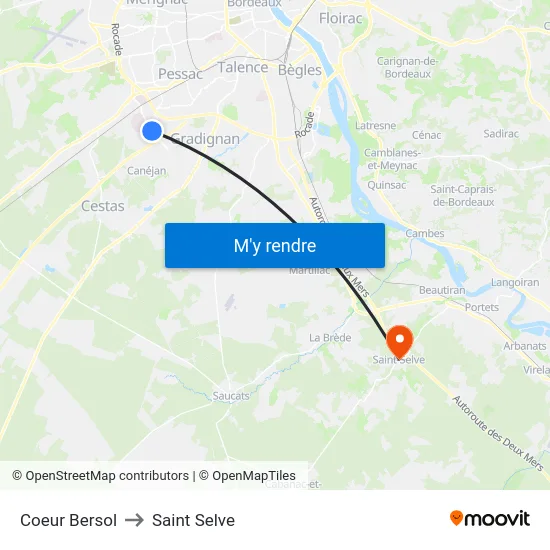 Coeur Bersol to Saint Selve map