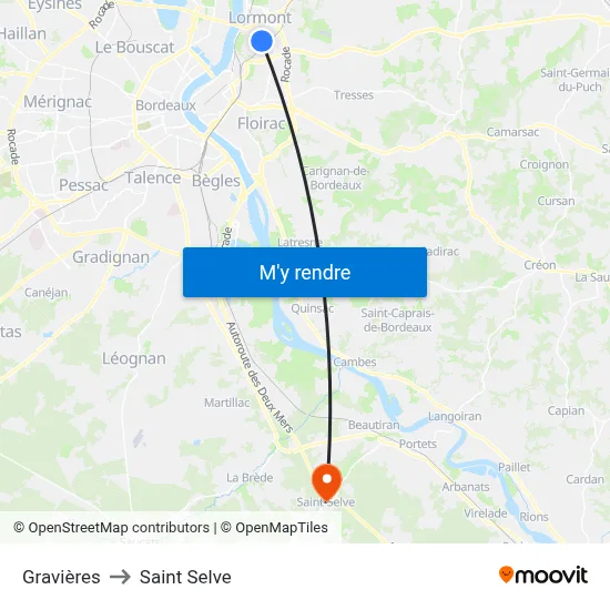 Gravières to Saint Selve map