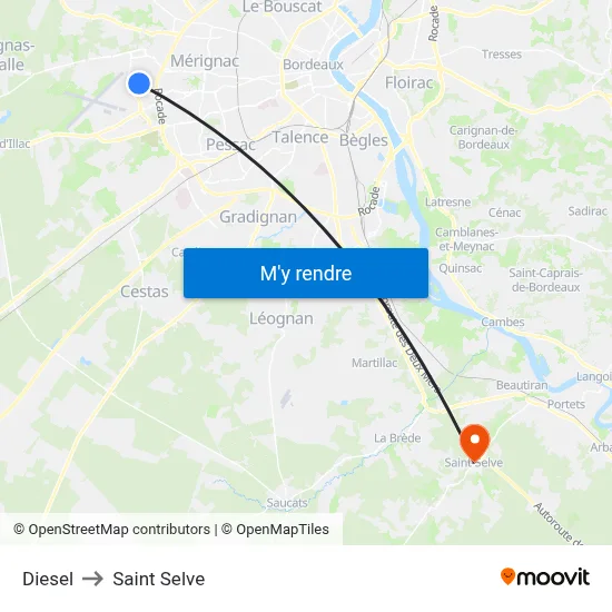 Diesel to Saint Selve map