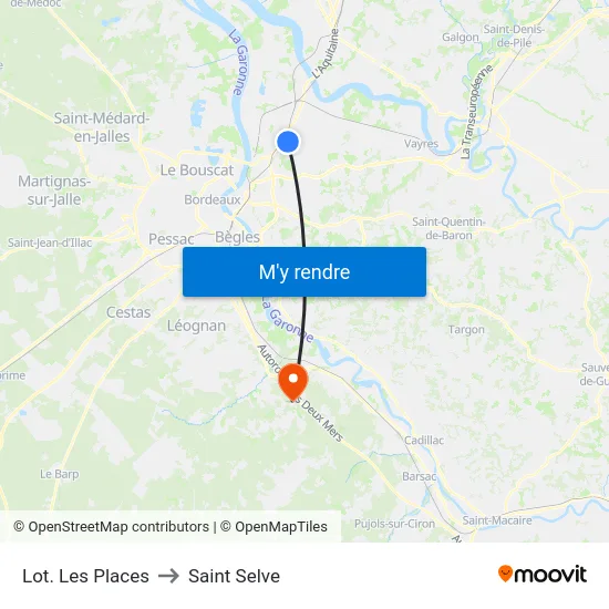 Lot. Les Places to Saint Selve map