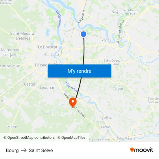 Bourg to Saint Selve map