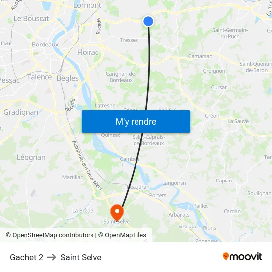 Gachet 2 to Saint Selve map