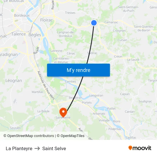 La Planteyre to Saint Selve map