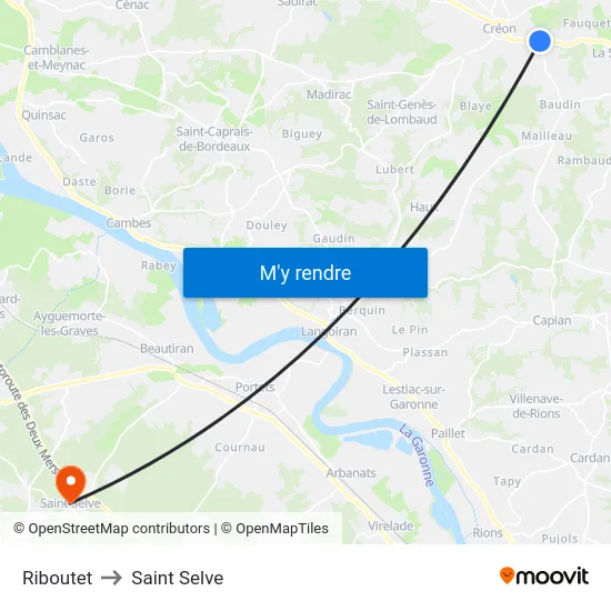 Riboutet to Saint Selve map