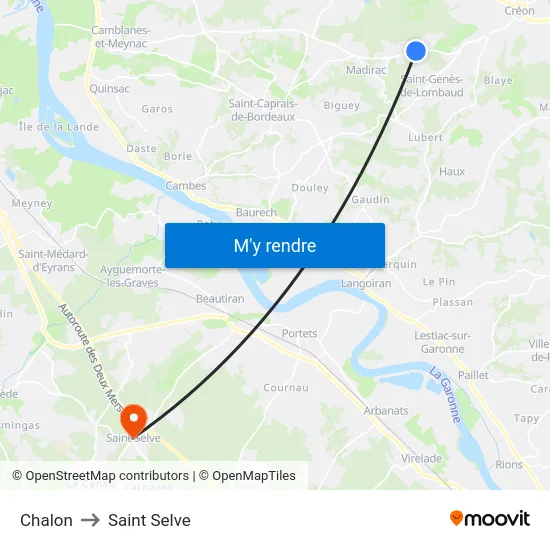 Chalon to Saint Selve map