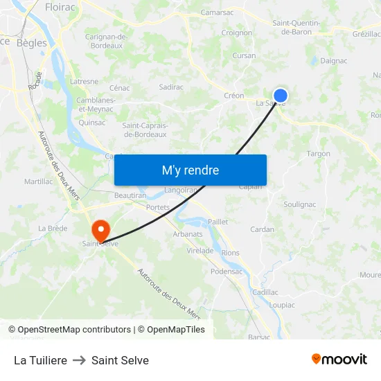 La Tuiliere to Saint Selve map