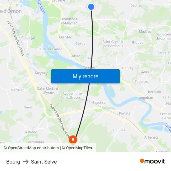 Bourg to Saint Selve map