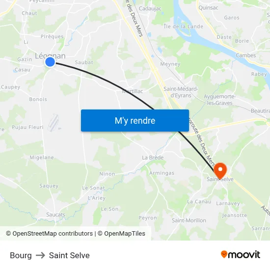 Bourg to Saint Selve map