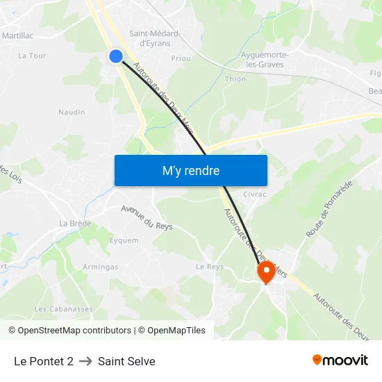 Le Pontet 2 to Saint Selve map