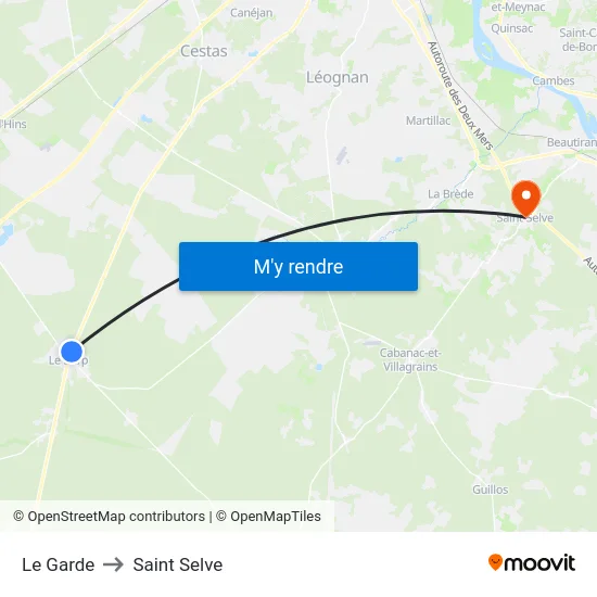 Le Garde to Saint Selve map