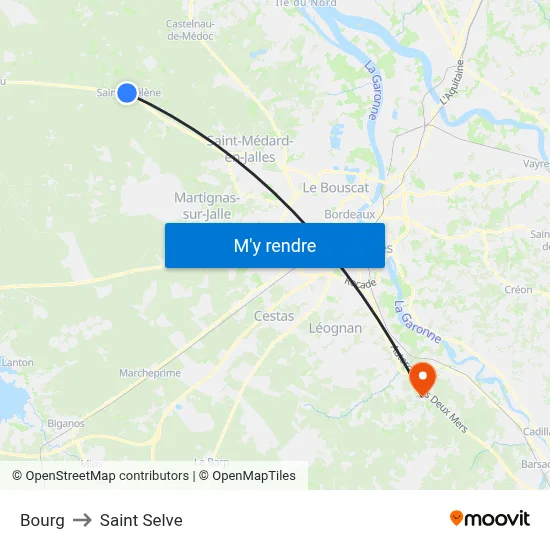 Bourg to Saint Selve map