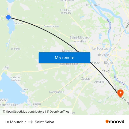 Le Moutchic to Saint Selve map