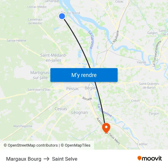 Margaux Bourg to Saint Selve map