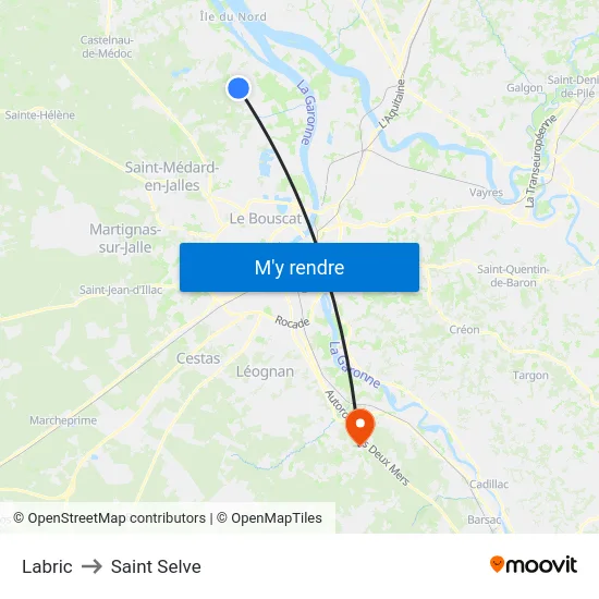 Labric to Saint Selve map