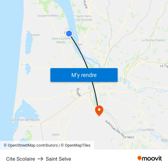 Cite Scolaire to Saint Selve map