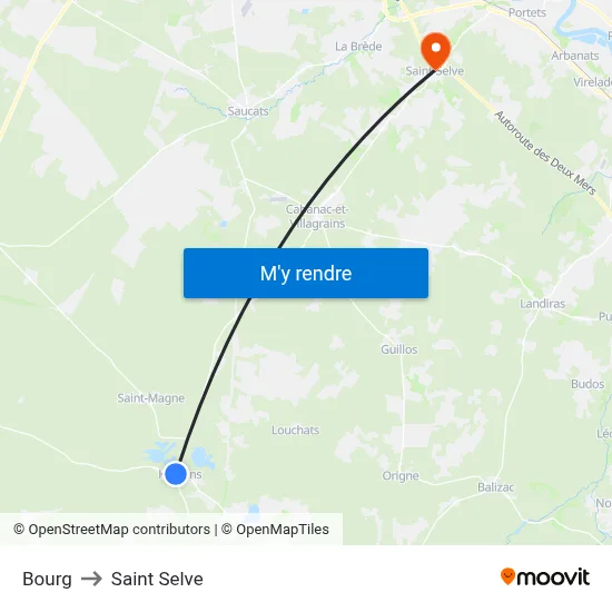 Bourg to Saint Selve map