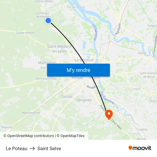 Le Poteau to Saint Selve map