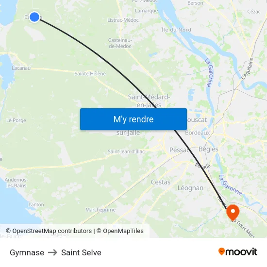 Gymnase to Saint Selve map