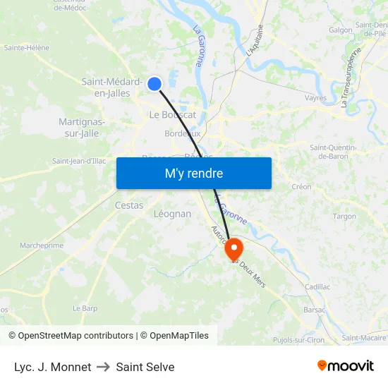 Lyc. J. Monnet to Saint Selve map