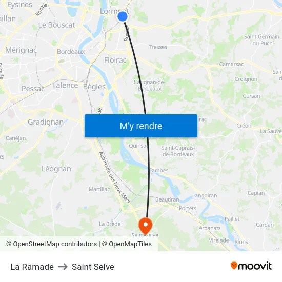 La Ramade to Saint Selve map