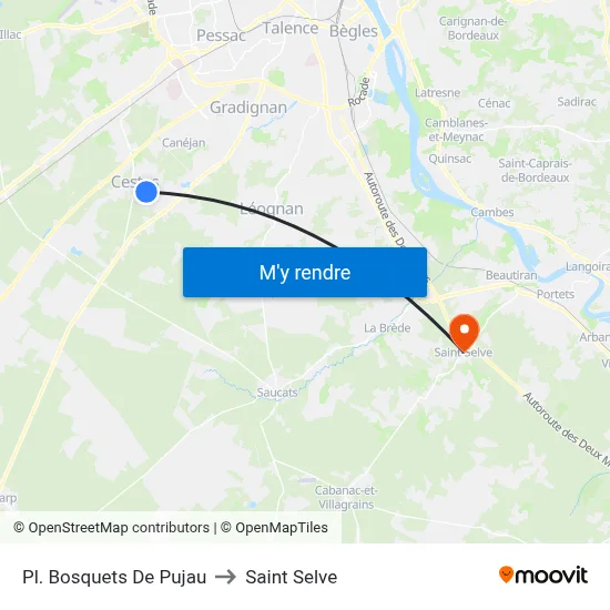 Pl. Bosquets De Pujau to Saint Selve map