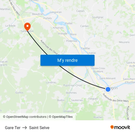 Gare Ter to Saint Selve map