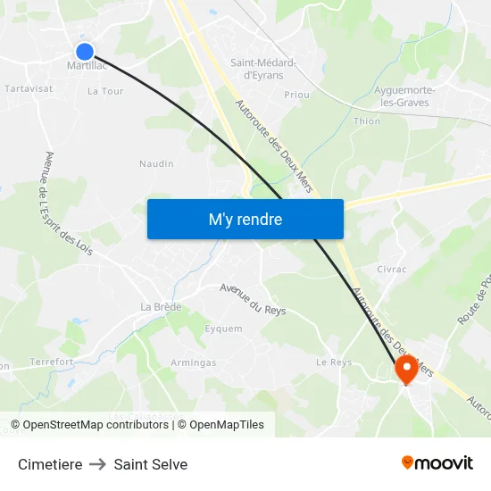 Cimetiere to Saint Selve map