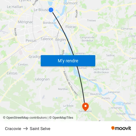 Cracovie to Saint Selve map