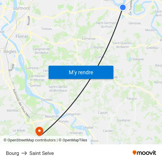 Bourg to Saint Selve map