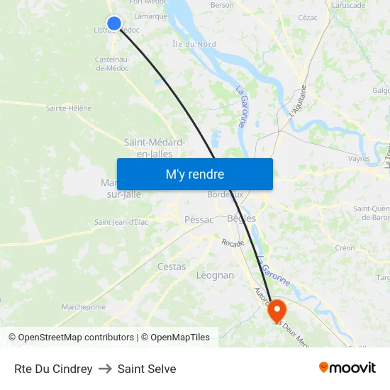 Rte Du Cindrey to Saint Selve map