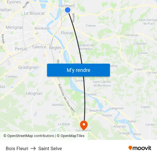 Bois Fleuri to Saint Selve map