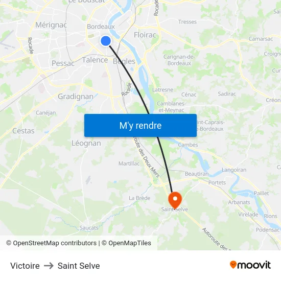 Victoire to Saint Selve map