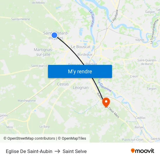 Eglise De Saint-Aubin to Saint Selve map