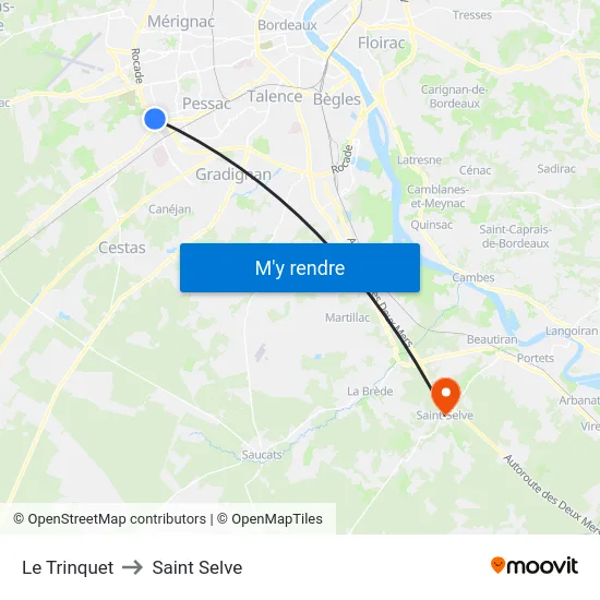 Le Trinquet to Saint Selve map