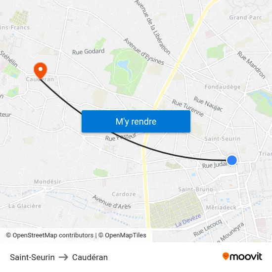 Saint-Seurin to Caudéran map