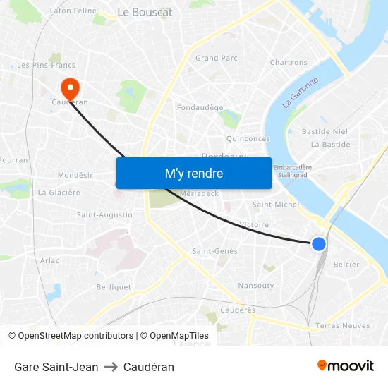 Gare Saint-Jean to Caudéran map